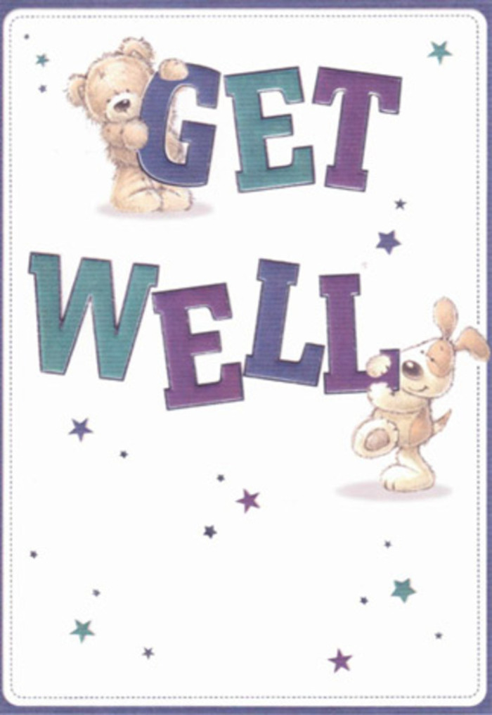 Celebrating gentle kindness and hope, this illustrated get well card offers a visual embrace perfectly suited to the welcoming streets and green spaces of Palmers Green. In the centre, a friendly bear and a playful puppy, full of personality and warmth, become cheerful messengers of recovery. Surrounding them, a constellation of lively stars seems to shower encouragement through the air, their motion echoing the optimism of well-wishers throughout the community. The bold, blocky letters-shaded in inviting purples and aquas-anchor the design, providing confident reassurance like the steady presence of a trusted neighbour. Careful texture work makes the bear's fur seem extra soft and the puppy's velvety ears nearly tangible, creating a sense of comfort you can almost feel, even from a distance. Imagine sending this card with a bouquet of fresh blooms, prepared by a local florist who lovingly selects each stem-together, they radiate happiness and steadfast care. The luminous, uncluttered background enhances the sense of space and light, much like a peaceful morning stroll through Broomfield Park. This card's mood is perfectly pitched for brightening any recovery journey in Palmers Green, bringing a heartfelt message of support and renewal to all ages.